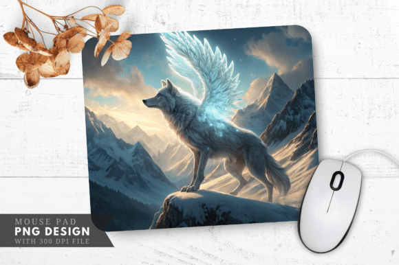 Download Enchanted Wolf Mouse Pad, Snowy Forest - Enchanted wolf Collection