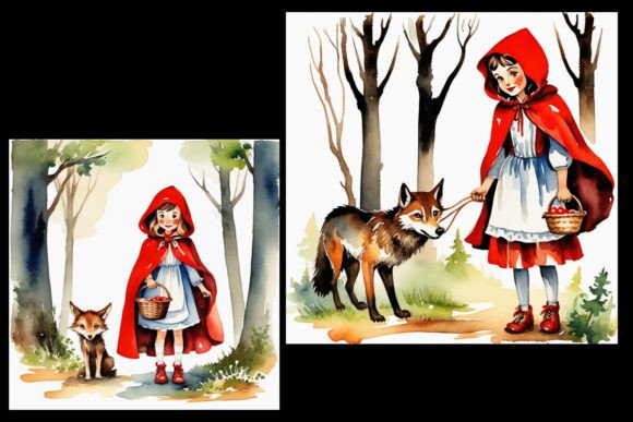 Download Little Red Riding Hood Watercolor Prints - Watercolor prints Collection