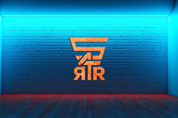 Download Blue Brick Wall Logo Mockup_livingroom - Wall logo mockup Collection