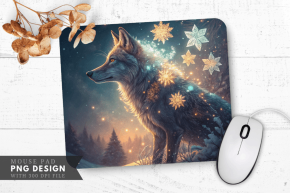 Download Enchanted Wolf Snowflake Mouse Pad - Premium Resources