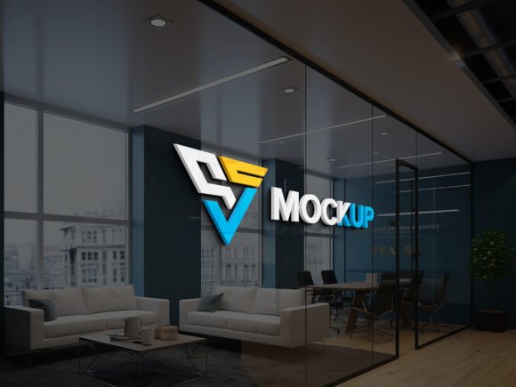 Download Glass Partition Office Wall Logo Mockup - Premium Resources