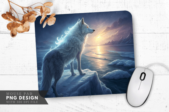 Download Enchanted Wolf Mouse Pad, Snowy Forest - Enchanted wolf Collection