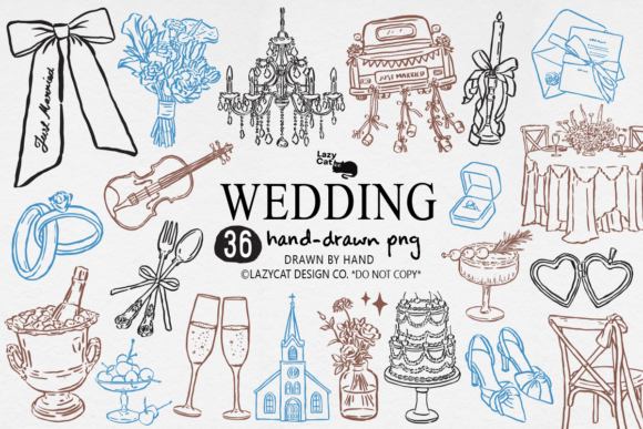 Download Wedding Hand Drawn Clipart Set PNG - Clipart set png Collection