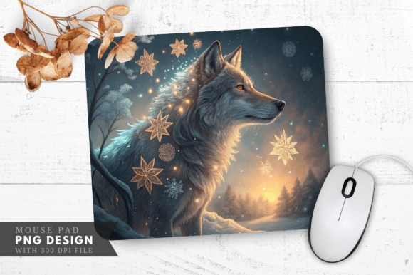 Download Enchanted Wolf Snowflake Mouse Pad - Premium Bundle