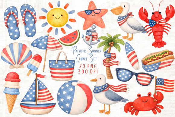 Download Patriotic Summer Clipart Set PNG - Clipart set png Collection