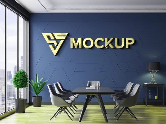 Download Office Meeting Room Wall Logo Mockup - Premium Resources