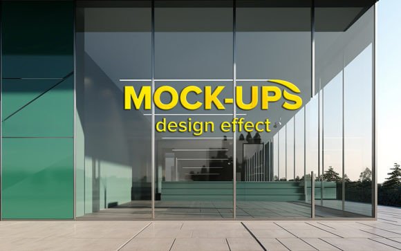 Download Outdoor Glass Wall Logo Mockup Realistic - Premium Resources
