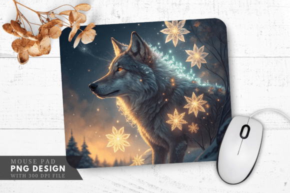 Download Enchanted Wolf Snowflake Mouse Pad - Premium Resources