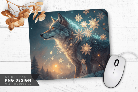 Download Enchanted Wolf Snowflake Mouse Pad - Premium Resources